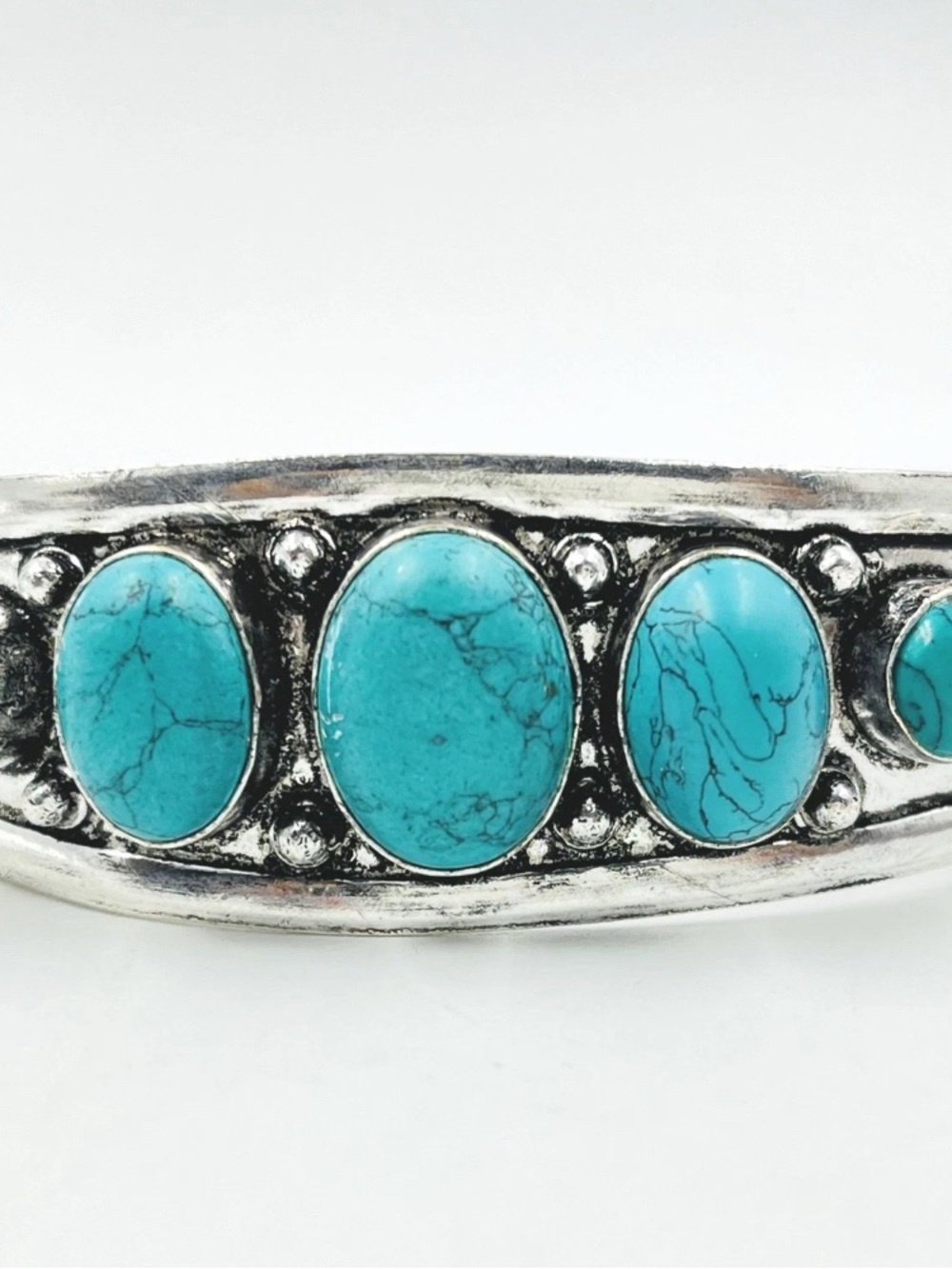 925 Sterling Silver 5 Oval Turquoise Gemstone Jewelry Handmade Cuff Bracelet